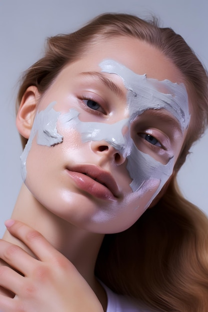 Elegant Beauty Portrait with Cream Mask