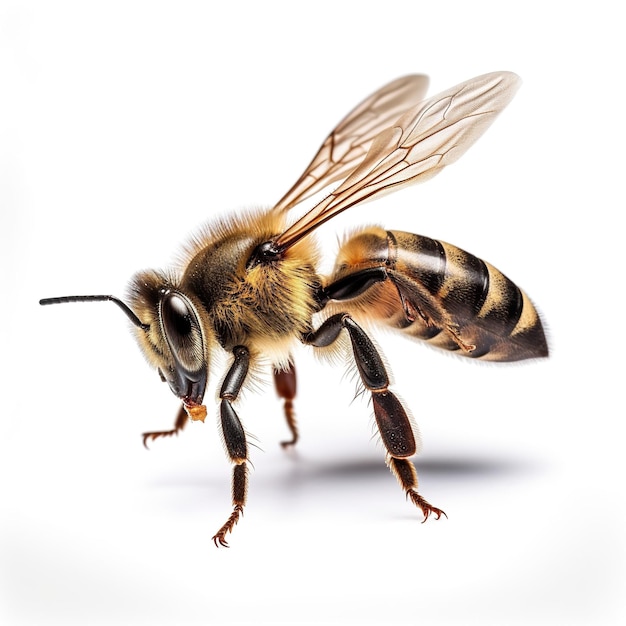 Elegant bee poised on white Generative Ai