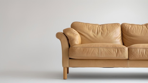 Elegant beige sofa in a minimalistic style against a neutral background perfect for modern interior comfortable furniture piece for stylish living spaces AI