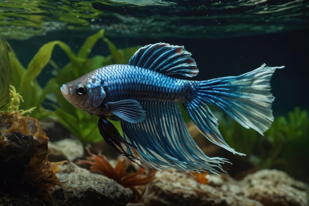 Elegant Betta Fish in Aquarium