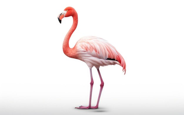 Elegant Bird in Pink on White Background
