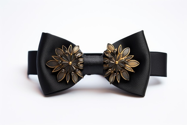 Elegant black bow tie on a white background