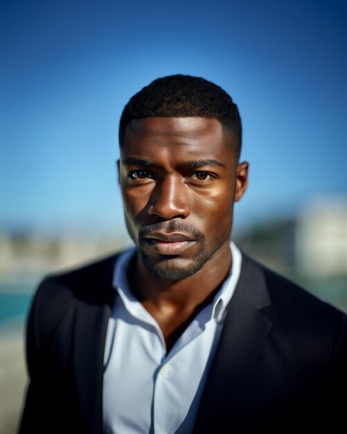 Elegant Black Businessman in a Tailored Suit and Tie