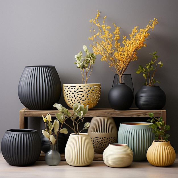Premium Photo Elegant black ceramic vases