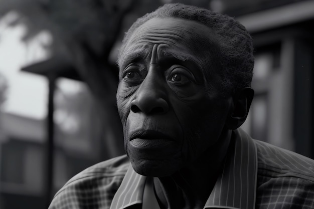 elegant black elderly man with serious expression with power pose, Black Lives Matter campaign