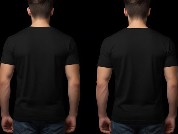 Photo elegant black tshirt template on a man