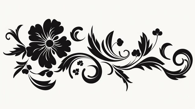 Elegant Black And White Floral Stencil With Flowing Forms