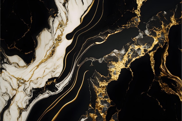 Elegant black, white, and gold marble background texture for use in design projects