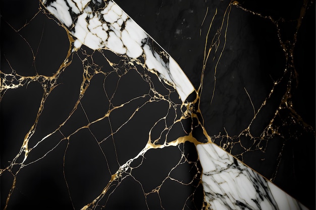 Elegant black, white, and gold marble background texture for use in design projects.