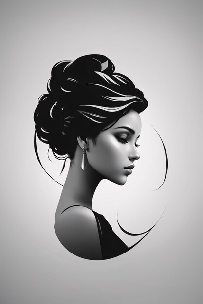 Elegant black and white picture of lady woman