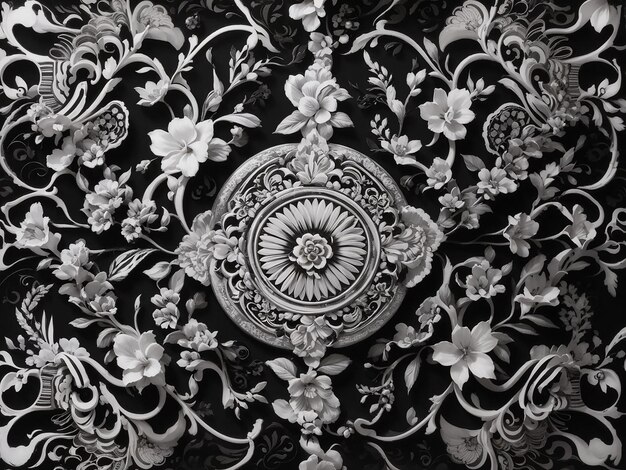 Elegant black and white thai pattern