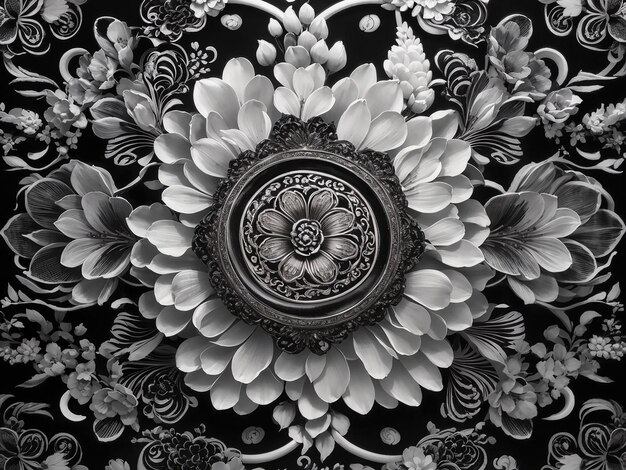 Elegant black and white thai pattern