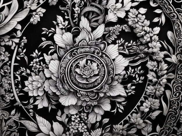 Elegant black and white thai pattern