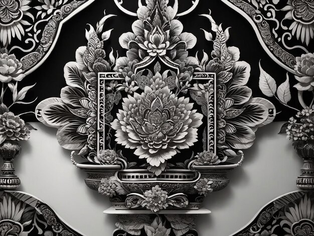 Elegant black and white thai pattern