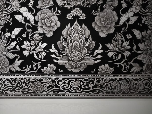 Elegant black and white thai pattern