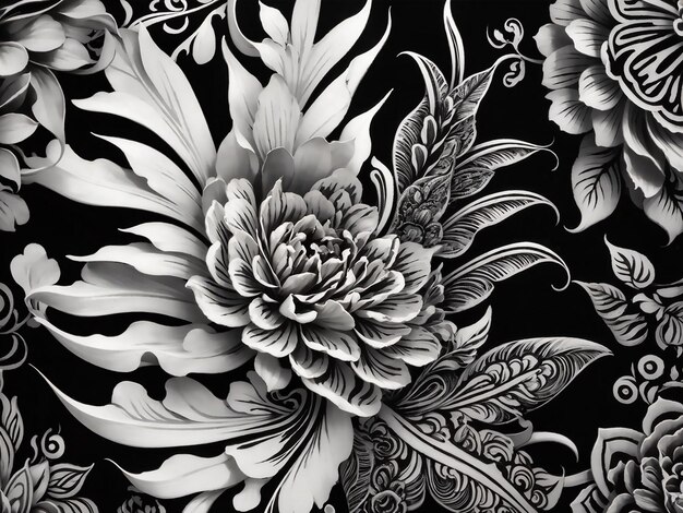 Elegant black and white thai pattern