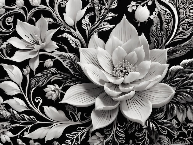 Elegant black and white thai pattern