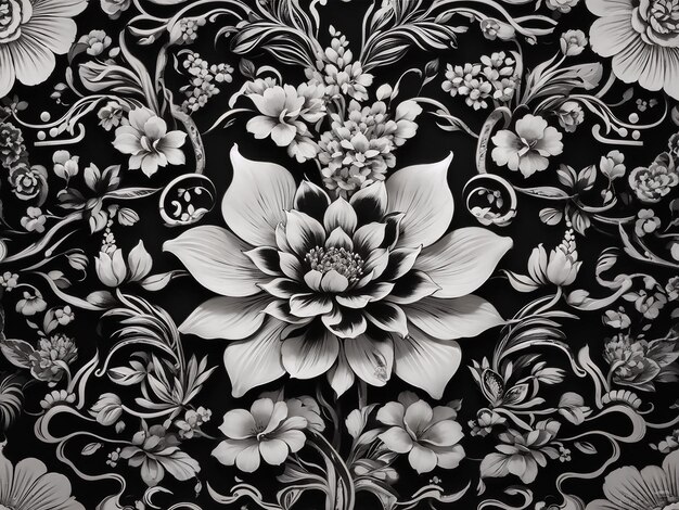 Elegant black and white thai pattern