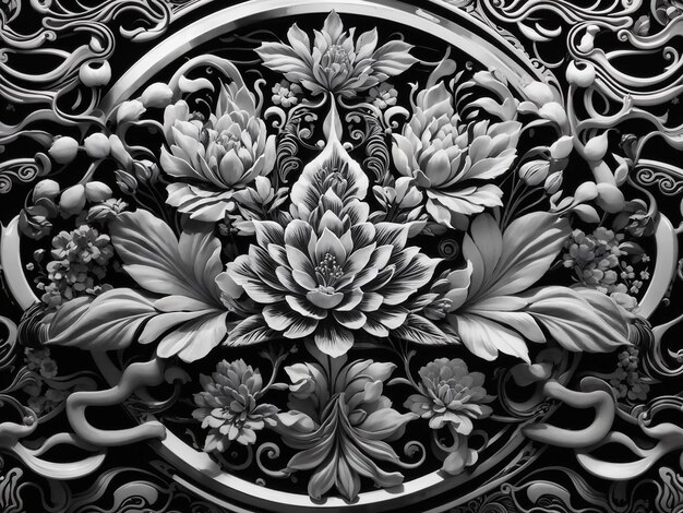 Elegant black and white thai pattern