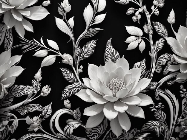 Elegant black and white thai pattern