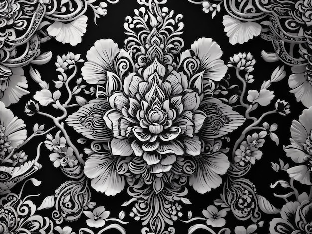 Elegant black and white thai pattern