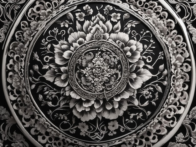 Elegant black and white thai pattern