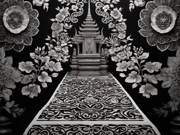 Elegant black and white thai pattern