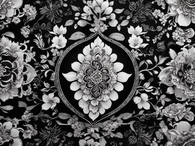 Elegant black and white thai pattern