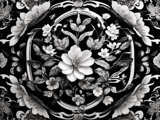 Elegant black and white thai pattern