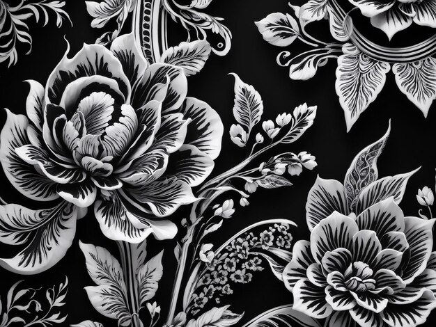 Elegant black and white thai pattern