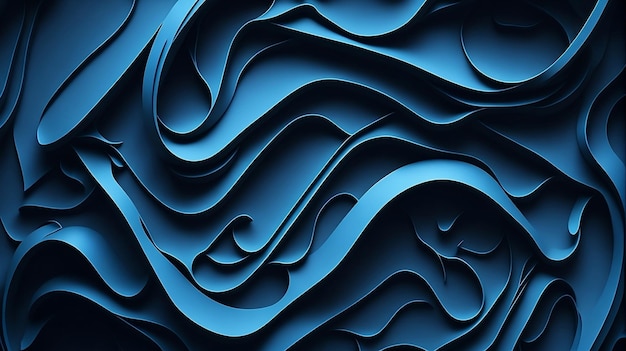 Elegant blauw tot zwart modern Wave 3D abstract achtergrondbehang