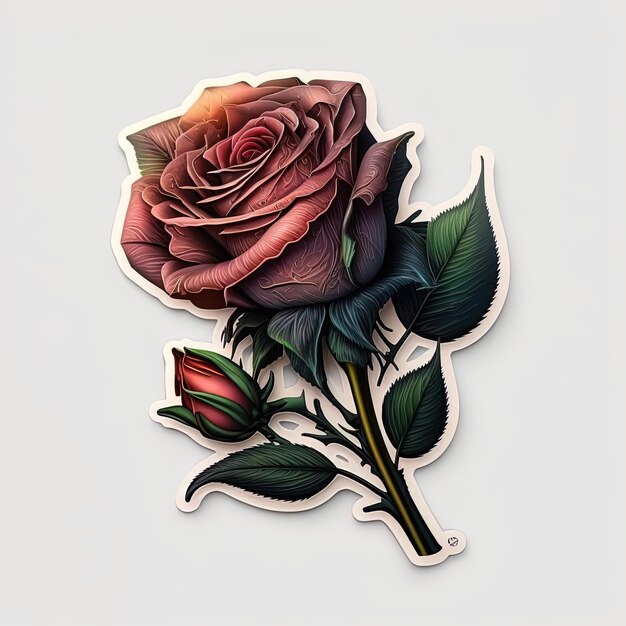 Elegant Bloom 3D gerenderde roos sticker