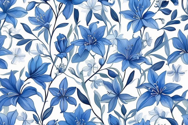 우아한 블루벨 잎자루 패턴 꽃 디자인 영감