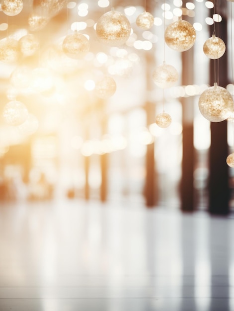 Elegant Blur Interior with Warm Glowing Orb Lights