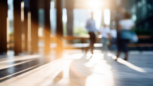 Photo elegant blurred office with motion blur business people busy with work