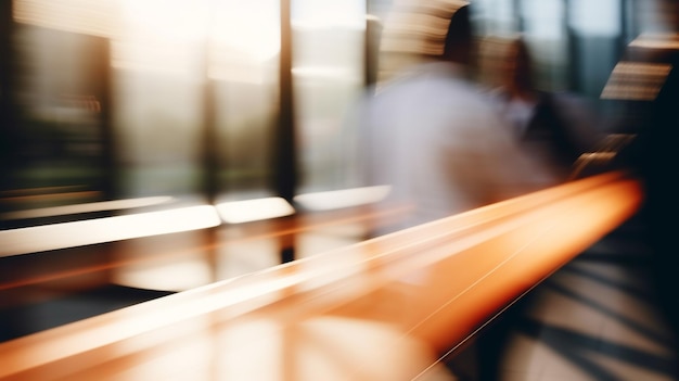 Photo elegant blurred office with motion blur business people busy with work