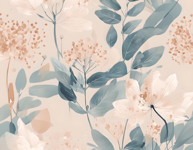 Elegant Botanical Illustration with a Gentle Color Scheme