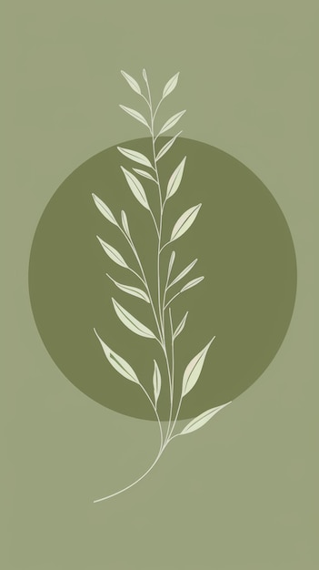 Photo elegant botanical logo on sage green background for modern designs generative ai