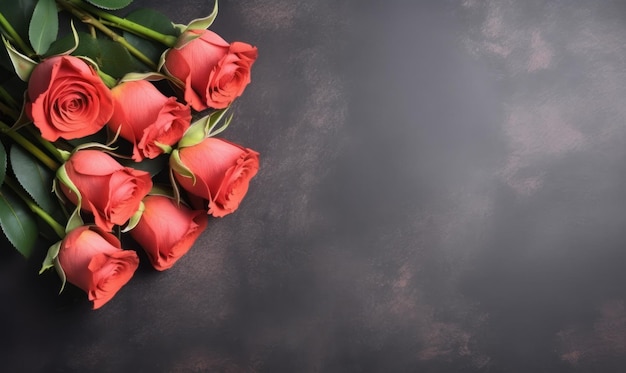 Elegant bouquet of red roses against a muted background AI Generative