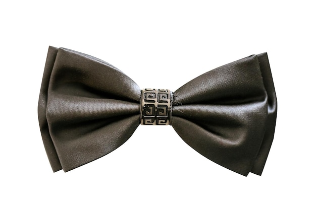 Elegant bow tie with center ring on a white background