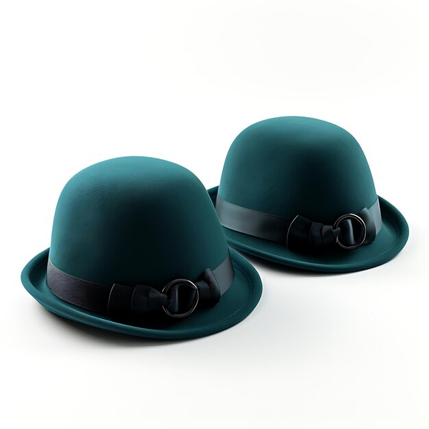 Photo elegant bowler hats for children with felt material dark green colorcreative concept ideas design