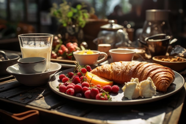 Elegant Breakfast Spread Chic Morning Delights Generative AI