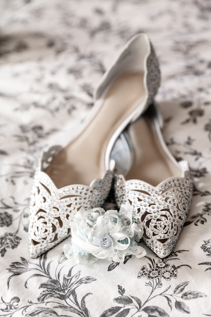 Elegant bridal wedding shoes