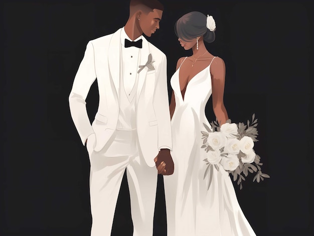 Elegant Bride and Groom Clipart