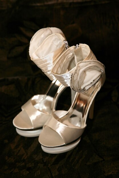 Elegant bride wedding shoes beige