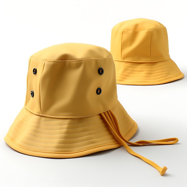 写真 子どものためのエレガントなバケット帽子 コットン・ツイル・ファブリック 黄色 コルクリエイティブなコンセプト・アイデア・デザイン