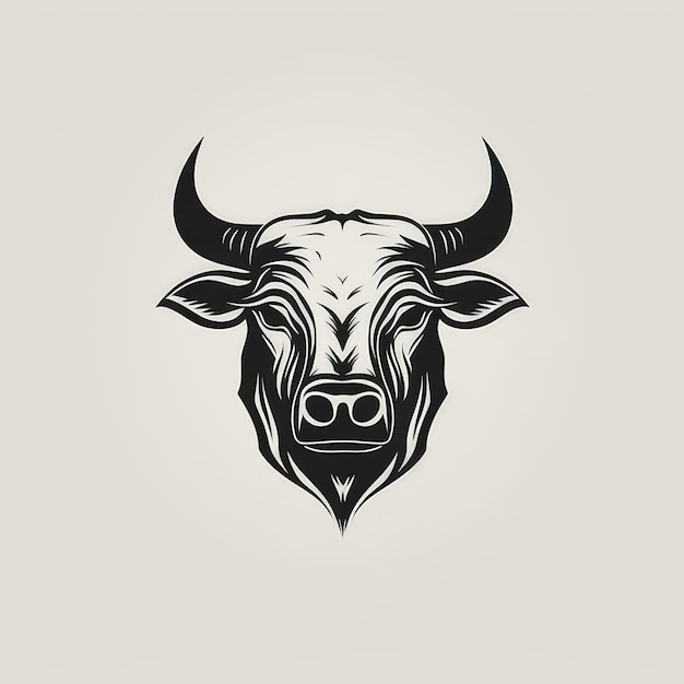 Elegant Bull Head Design on White Background