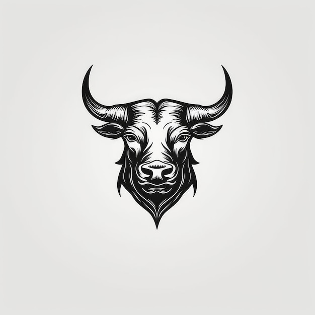 Elegant Bull Head Design on White Background