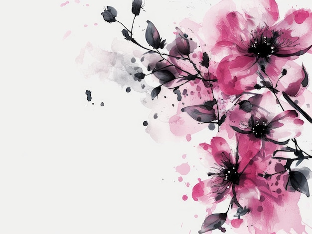 An elegant burst of bloom a vibrant illustration of a pink flower amid dynamic bursts of color