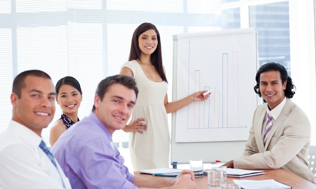 Elegant businesswoman giving a presentation